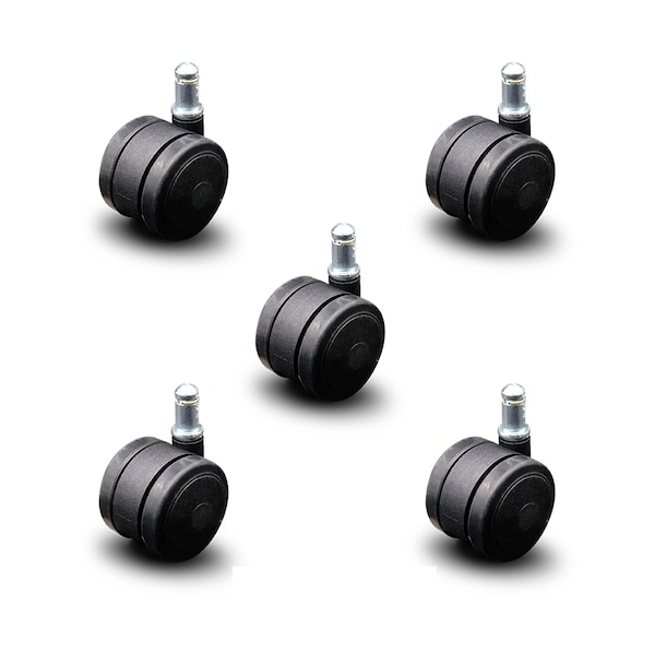 2" Black Soft Wheel Grip Ring Office Chair Casters, PK5